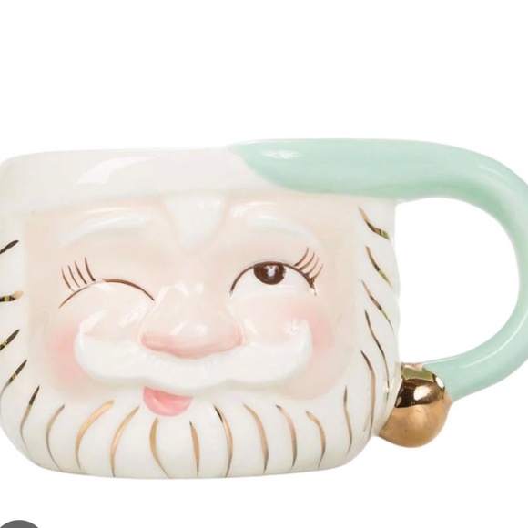 New Glitterville Papa Noel Mug Mint Ceramic Winking Santa - Picture 1 of 7